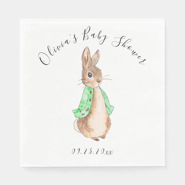 Servilleta De Papel Baby Shower de Green Peter Rabbit (Anverso)