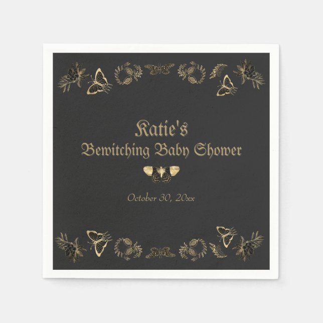 Servilleta De Papel Baby Shower de Halloween gótico oscuro victoriano (Anverso)