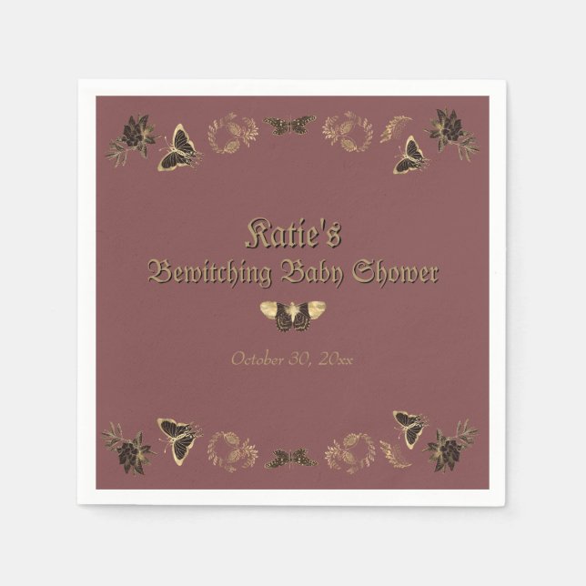 Servilleta De Papel Baby Shower de Halloween gótico oscuro victoriano (Anverso)