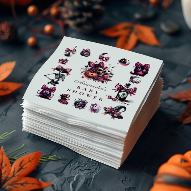 Servilleta De Papel Baby Shower de Halloween gótico Rosado (Subido por el creador)