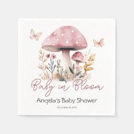 Servilleta De Papel Baby Shower de hongos rosados de Woodland
