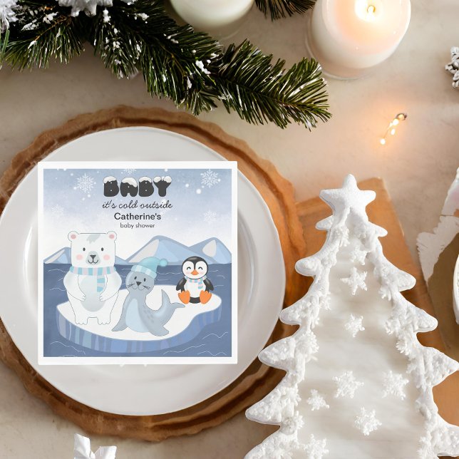 Servilleta De Papel Baby Shower de invierno de los animales del Ártico (Subido por el creador)