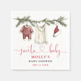 Servilleta De Papel Baby Shower de invierno de Santa Baby Clothesline