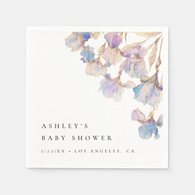 Servilleta De Papel Baby Shower de Iris Elegante (Anverso)