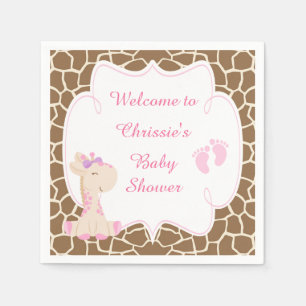 Servilleta De Papel Baby Shower de jirafa rosada