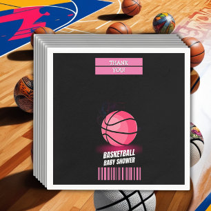 Servilleta De Papel Baby Shower de la boleta de baloncesto rosa modern