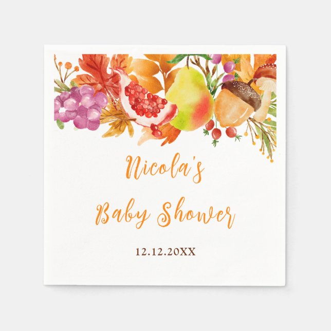 Servilleta De Papel Baby Shower de la Cosecha de Otoño (Anverso)