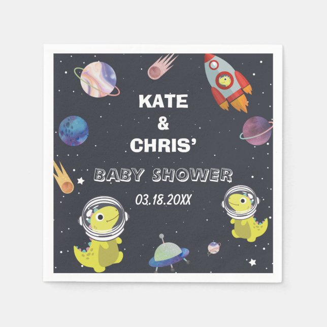 Servilleta De Papel Baby Shower de la galaxia planetaria Dinosaurio St (Anverso)