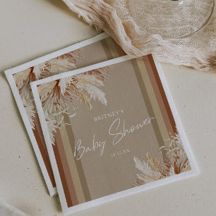 Servilleta De Papel Baby Shower de la Grasa Rustic Boho Pampas