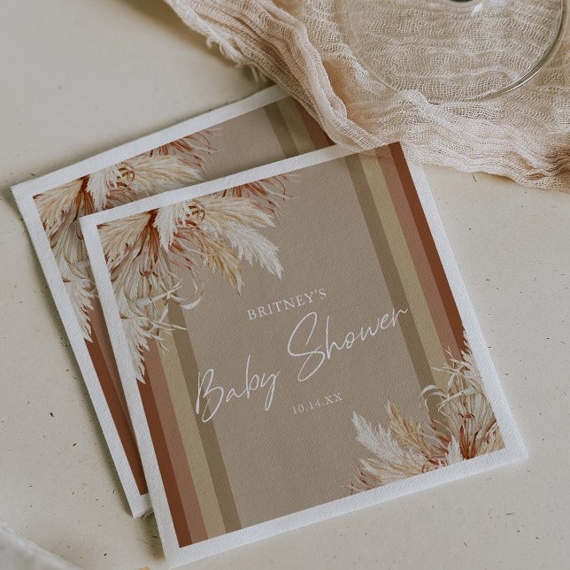 Servilleta De Papel Baby Shower de la Grasa Rustic Boho Pampas (Subido por el creador)