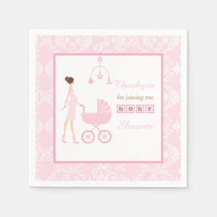 Servilleta De Papel Baby Shower de la mujer de la Brunette de Damask r