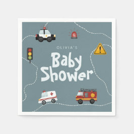 Servilleta De Papel Baby Shower de la policía azul silenciosa