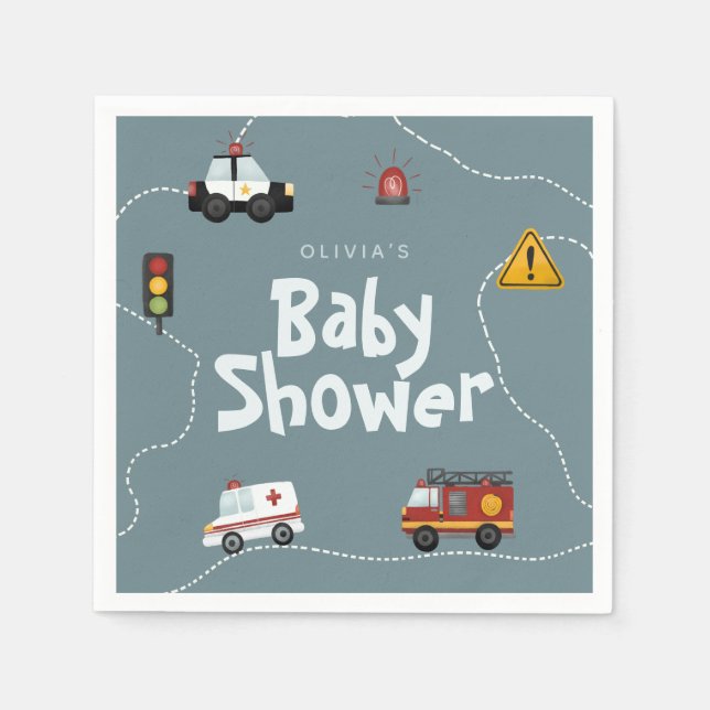 Servilleta De Papel Baby Shower de la policía azul silenciosa (Anverso)