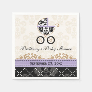 Servilleta De Papel Baby Shower de la portadora de Damasco Lavender