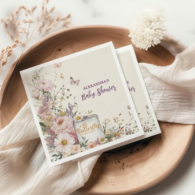 Servilleta De Papel Baby Shower de las mariposas Boho Wildflower (Subido por el creador)