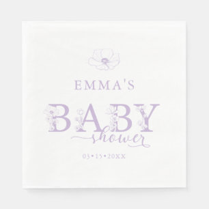 Servilleta De Papel Baby Shower de Lavanda Floral Elegante de Flores