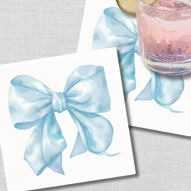 Servilleta De Papel Baby Shower de lazo azul simple (Simple Blue Bow Baby Shower Napkins)