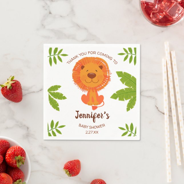 Servilleta De Papel Baby Shower de León de Safari de la Selva Cute (In situ)