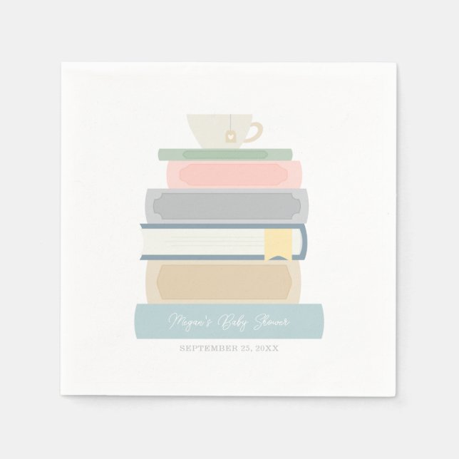 Servilleta De Papel Baby Shower de libros (Anverso)