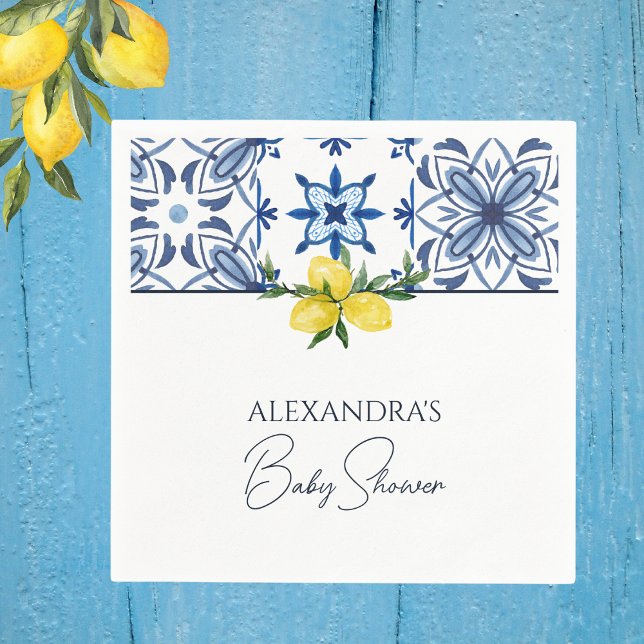 Servilleta De Papel Baby Shower de limón amarillo azul (Subido por el creador)