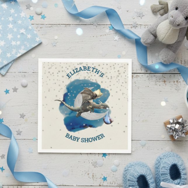 Servilleta De Papel Baby Shower de Little Knight Dragon Silver Star (Subido por el creador)