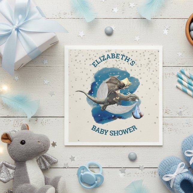 Servilleta De Papel Baby Shower de Little Knight Dragon Silver Star (Subido por el creador)