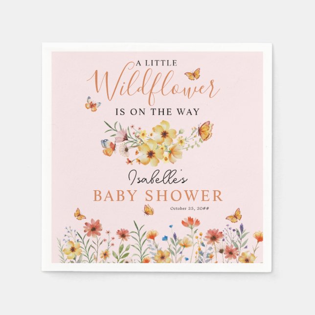 Servilleta De Papel Baby Shower de Little Wildflower Rusdflowers (Anverso)