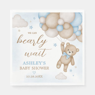 Servilleta De Papel Baby Shower de los globos de oso azul