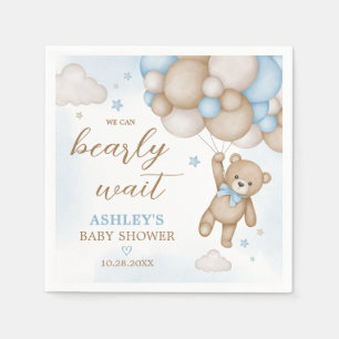 Servilleta De Papel Baby Shower de los globos de oso azul