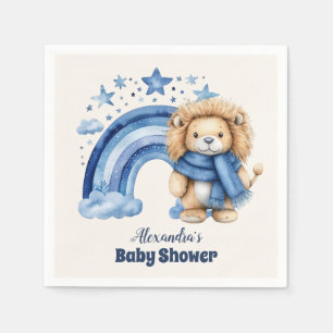 Servilleta De Papel Baby Shower de los leones del arcoiris azul