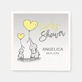 Servilleta De Papel Baby Shower de mamá elefante gris amarillo persona