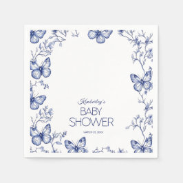 Servilleta De Papel Baby Shower de mariposa de Chinoiserie azul