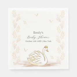 Servilleta De Papel Baby Shower de mariposa de Swan Princess Gold Eleg