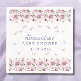 Servilleta De Papel Baby Shower de mariposa morada rosa