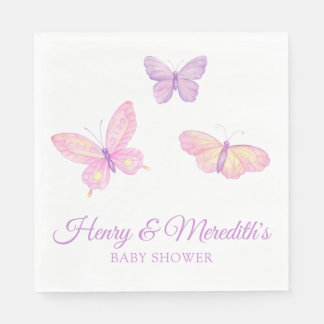 Servilleta De Papel Baby Shower de mariposa morada rosa para niño o Ch