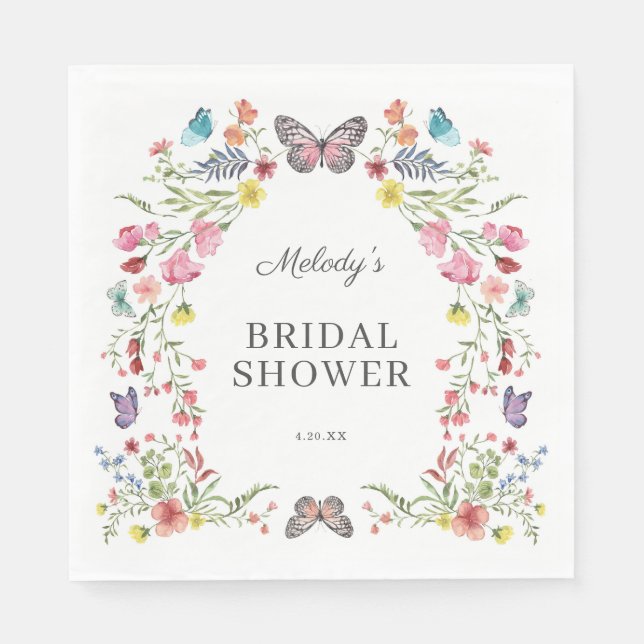 Servilleta De Papel Baby Shower de mariposa silvestre (Anverso)