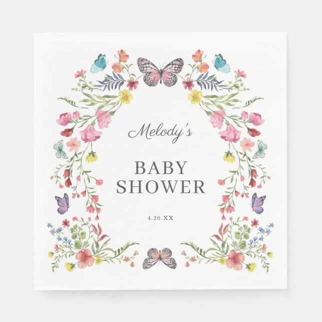 Servilleta De Papel Baby Shower de mariposa silvestre (Anverso)