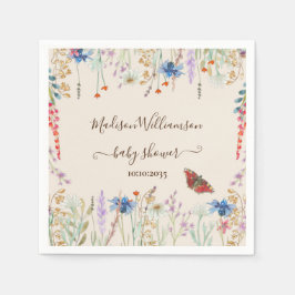 Servilleta De Papel Baby Shower de mariposa Wildflower Meadow