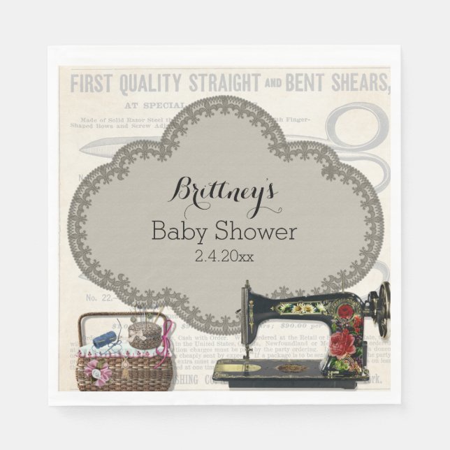 Servilleta De Papel Baby Shower de mascado de vintage (Anverso)