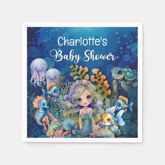Servilleta De Papel Baby Shower de Mermaid (Anverso)