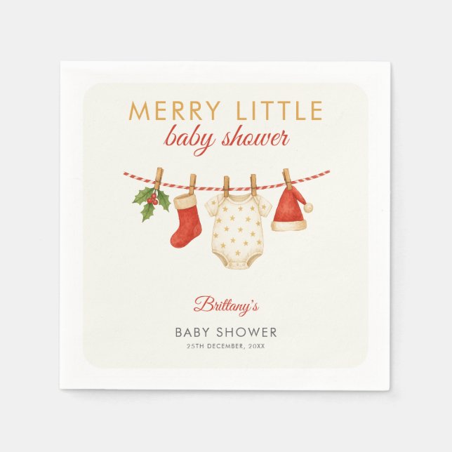 Servilleta De Papel Baby Shower de Merry Little Baby Clothesline (Anverso)