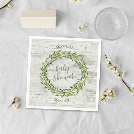 Servilleta De Papel Baby Shower de moda Laurel Wreath Greenery