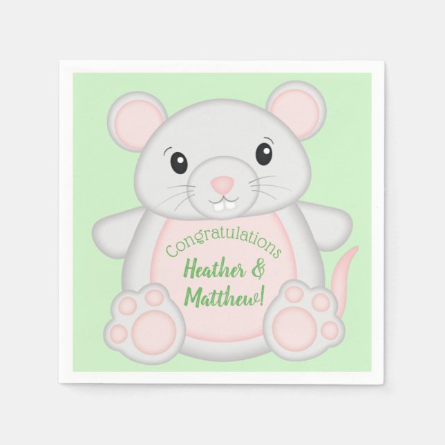 Servilleta De Papel Baby Shower de mouse (Anverso)