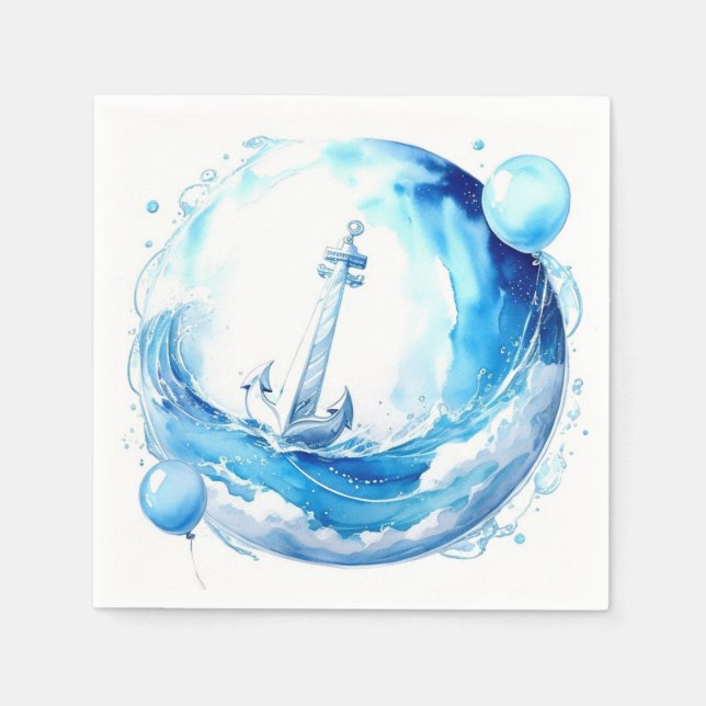 Servilleta De Papel Baby Shower de Nautical Ocean Theme Boy (Anverso)