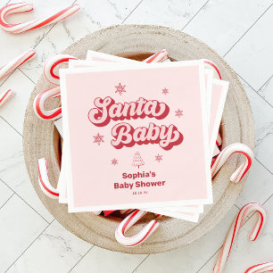 Servilleta De Papel Baby Shower de Navidades de bebé rosados de Santa