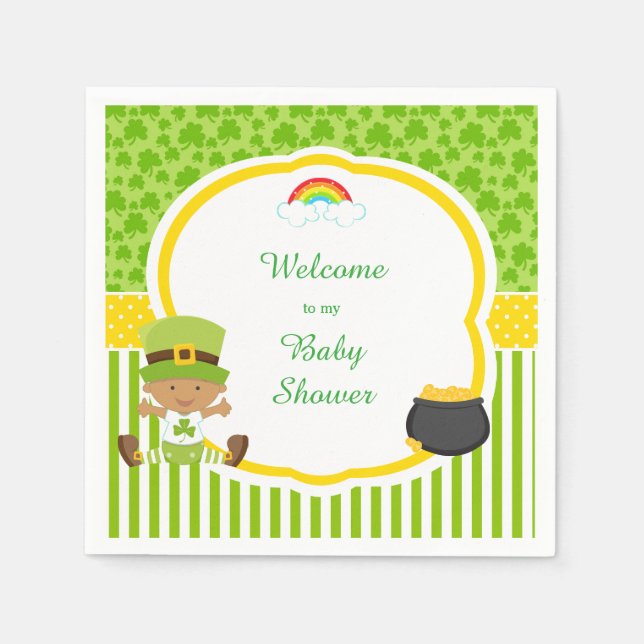 Servilleta De Papel Baby Shower de niños afroamericanos de San Patrici (Anverso)