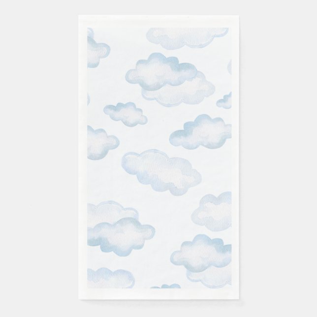 Servilleta De Papel Baby Shower de nubes azul de agua (Anverso)