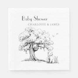 Servilleta De Papel Baby Shower de oso de la selva negra y blanca