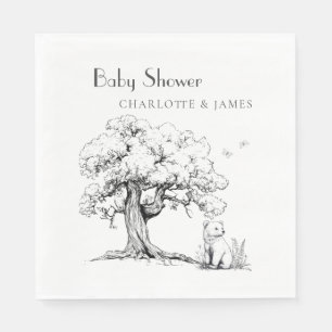 Servilleta De Papel Baby Shower de oso de la selva negra y blanca