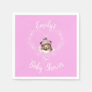 Servilleta De Papel Baby Shower De Oso De Teddy De Nieve Emocionada